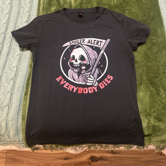 ROMWE Tops - ROMWE Black Tee with Grim Reaper Graphic